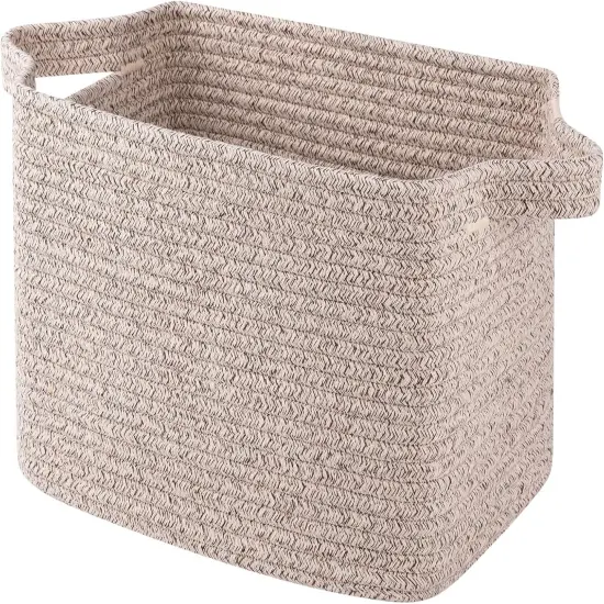 Summer baskets Cotton Rope Woven Storage Baskets for Shelves, Rectangle Storage Bins with Handles, Towel Basket - 13"&times;9.85"&times;8.7", Brown {1}