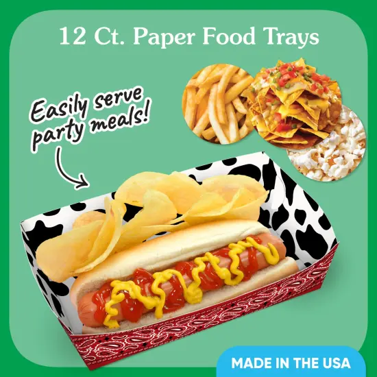 Big Dot of Happiness Western Hoedown Party Paper Food Trays, Disposable Double-Sided Food Holders for Nachos, Hot Dogs, French Fries - 12 Ct {3}