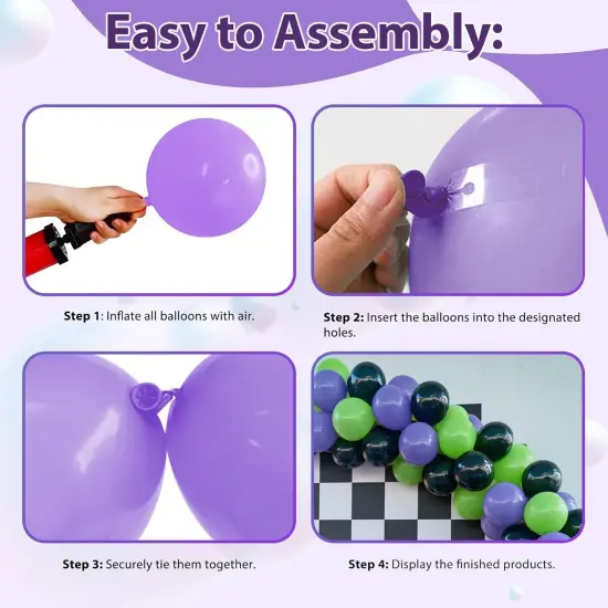 Black Purple Green Balloon Arch Kit, Star Foil Balloons for Kids Boy Monster Theme Birthday Decorations Baby Shower Wedding Anniversary Engagement Graduation Celebrations Party Supplies {2}