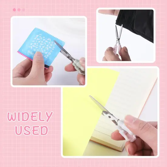 4 Pieces Cute Mini Scissors, Cartoon Cat Paw Stainless Steel Craft Scissors, Folding Stationery Scissors with Safety Cover, Portable Safety Scissors for Paper Cutting, Scrapbooking, Crafting {5}