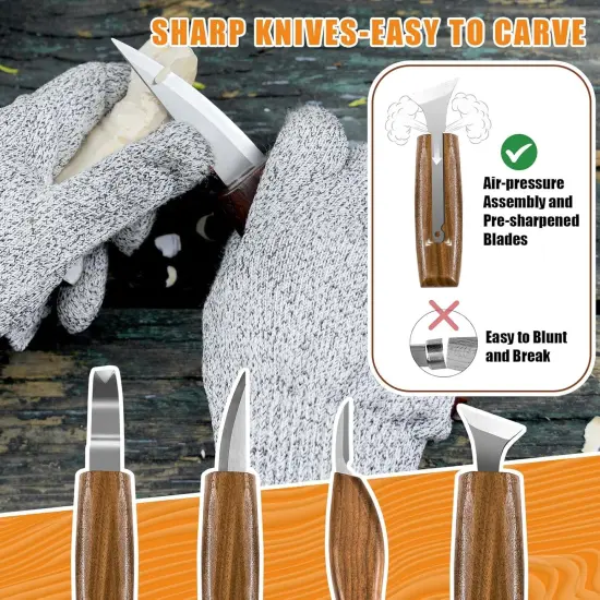 Wood Carving Kit, 36Pcs Wood Carving Tools with Paint and Beewax, Wood Whittling Kit with 4Pcs Whittling Knives & Storage Bag for Beginners and Enthusiasts {4}