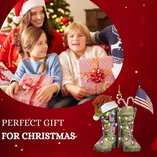 Us Veteran Christmas Ornament Flat Shape, Us Army Christmas, Veteran Gifts, Military American Soldier Boots Flag (Army 1) {3}