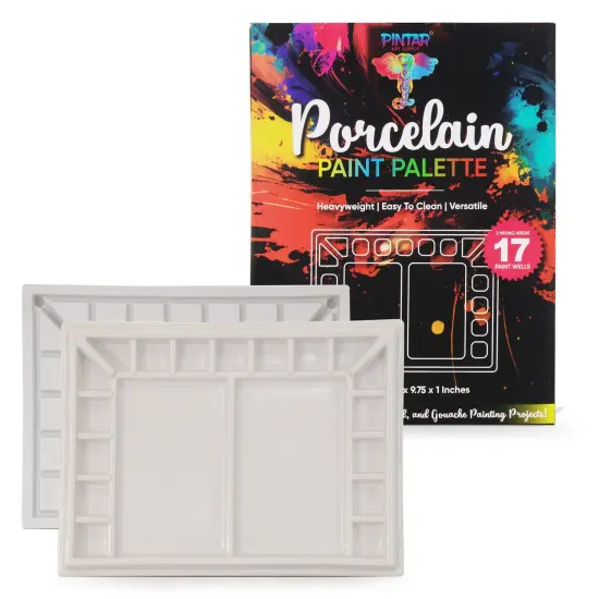 Pintar Ceramic Watercolor Paint Palette Tray - 17 Well Ceramic Palette | Rectangle - 13 x 9.8 inchPaint Pallet | Durable Watercolor Palette Tray for Acrylic, Oil, Gouache & All Water-Based Paints {1}