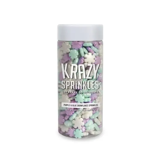 Krazy Sprinkles - Purple and Blue Snowflakes (1/2 Cup, 1x Jar) for Cakes, Ice Cream & Cookies {3}