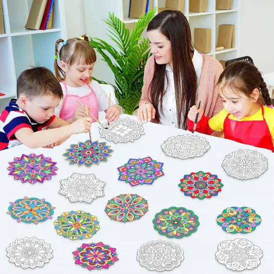 48 Pcs Summer Mandala Coloring Cutouts Set DIY Your Own Mandala Cards Mandala Painting Poster Stress Relieving Activity Crafts Art {5}