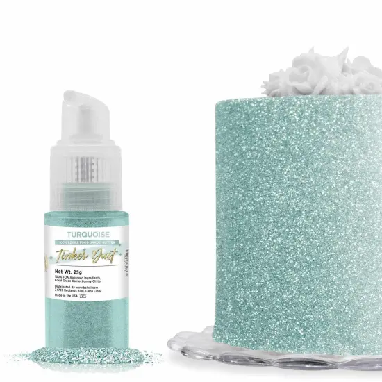 Bakell - Turquoise Tinker Dust Edible Glitter (25g, 1x Spray Pump) for Food, Desserts, and Beverages! {1}