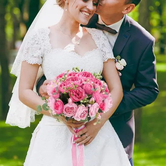 Artificial Summer Tabletop Floral Arrangements Peony Flower Silk Peonies Bouquet 4 Bundles Fake Flowers Bulk {5}