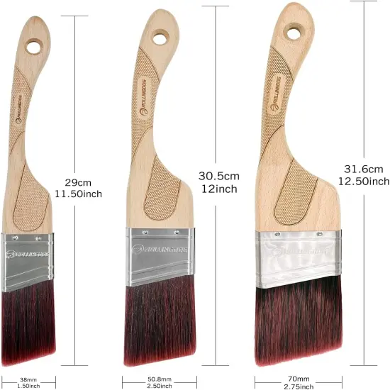 Angled Paint Brush - Trim Brush with Ergonomic Wood Handle for Wall, Furniture, Cutting in Painting,3PC(1.5",2",2.5") {3}