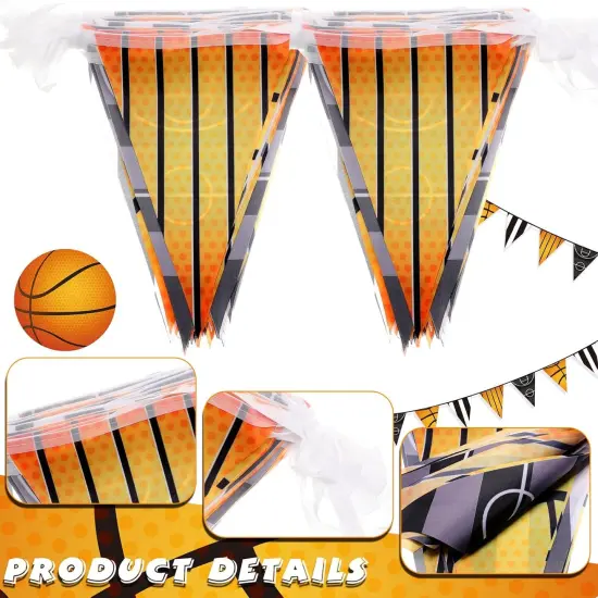 131 ft Basketball Pennant Banners American Basketball Banner Pennant Flag Garland Bunting for Basketball Party Supplies Birthday Party Home Outdoor Hanging Decoration, 4 Pcs {3}