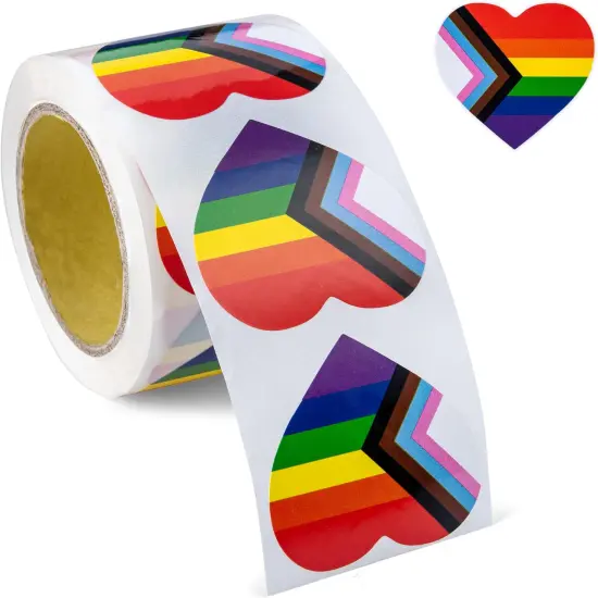 250 "Progress Pride Daniel Quasar Heart Stickers - LGBTQ Pride Heart-Shaped Stickers for Pride Month {2}