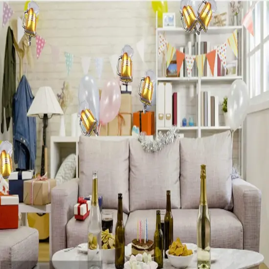 10 Pcs Beer Mug Cheers Foil Balloons Gold 16 Inch Mylar Balloon Beer Theme Party Decoration {5}