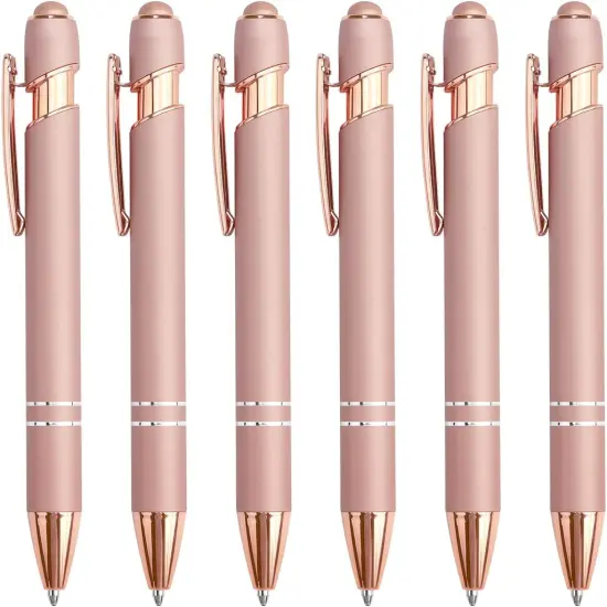 6 Pack Ballpoint Pen 2-in-1 Stylus Retractable Ballpoint Pen with Stylus tip, Metal Stylus Pen for Touch Screens, 1.0 mm Black Ink {1}