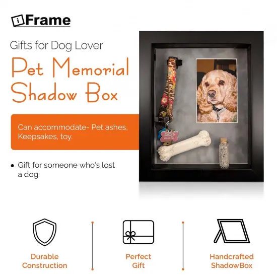 iFrame Pet Memorial Shadow Box and Pets Picture Frame for 4"x6" Photo | Pets Memorial Gifts for Pets Lover | Pet Collar, Pet Ashes Keepsake, Toys & Gift for Someone Who Lost A Pet | Made in USA {8}