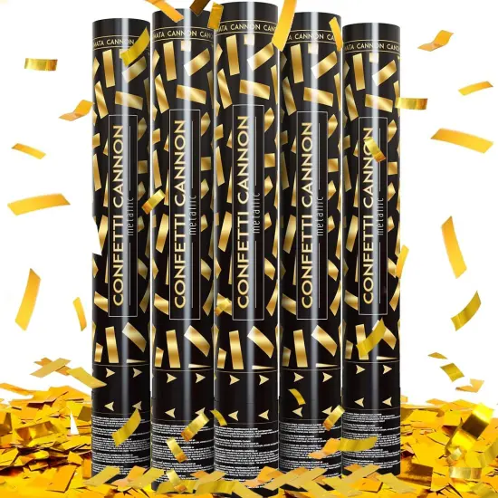 Confetti Cannons Confetti Poppers,15 Inch Gold Party Poppers Confetti Shooters, Yello Confetti Pop for Birthday Wedding Celebration Halloween Decorations Air Powered Confetti Gun {4}