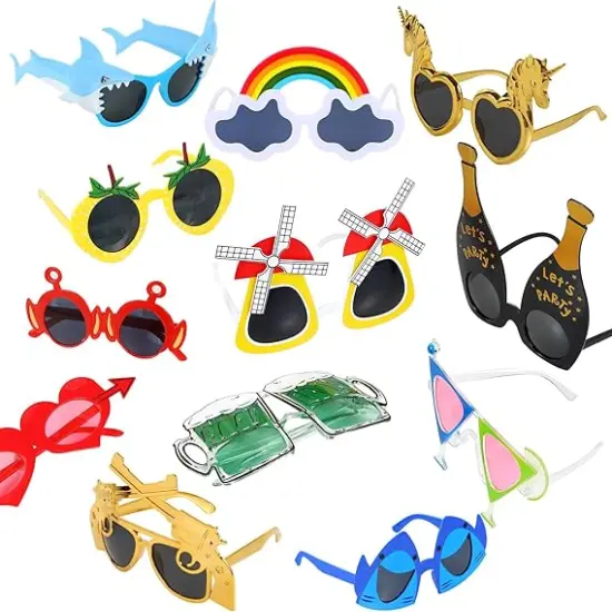 24PCS Bluk Funny Party Glasses, Novelty Cool Shpaed Party Sunglasses, Cute Eyewear, Sunglasses Masks for Adults, Teens, Funny Photo Booth Props for Luau, Pool, Summer, Hawaiian, Graduation, Wedding {3}