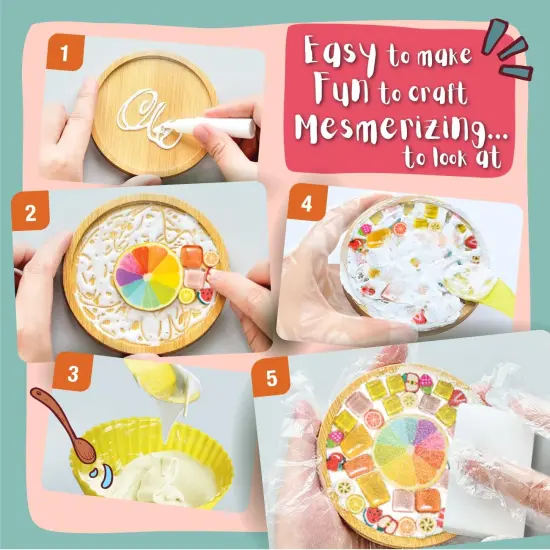 Summer Craft Kit - Decorate Your Own Unicorn and Rainbow Design Coaster with Glass Tiles. Birthday Gift, Fun DIY Art and Craft Supplies. Girls, Kids & Teens Activity Kit {3}