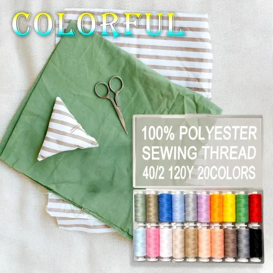 20 Color Handy Polyester Sewing Threads 120 yds Each {2}