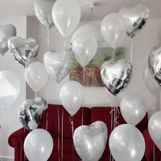 Silver Heart Balloons, Heart Shaped Ballons, 20 Pcs 5/10/18 inch Silver Foil Love Balloons for Valentine's Day Decorations Wedding Engagement Bridal Showers Anniversary Celebrations {3}