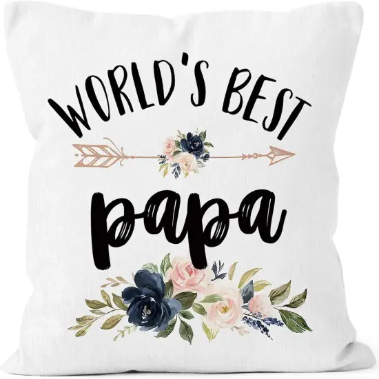 World's Best Papa Gifts Throw Pillow Cover 18x18, Birthday Holiday Pillow Case for Father, Father Dad Square Decor Pillowcase for Home Bedroom Living Room Couch Bed Sofa {1}