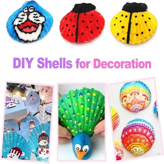 BABY Summer Seashells Painting Kit for Kids 16pcs, Arts and Crafts Kits for Girls Boys Age 6 7 8 9 10 11 12, Natural Sea Shells DIY Painting with Watercolor Paints and Brush 2.7-3.5 Inches {4}