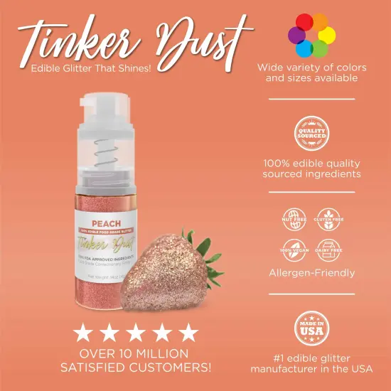Bakell - Peach Tinker Dust Edible Glitter (25g, 1x Spray Pump) for Food, Desserts, and Beverages! {3}