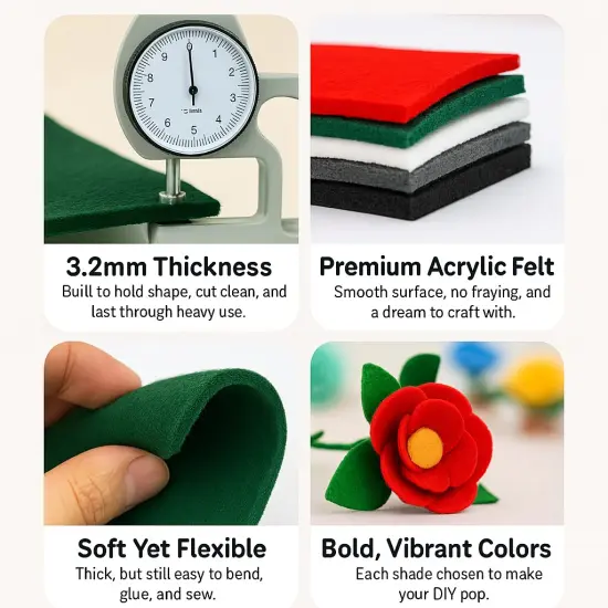 FabricLA 3.2mm Thick Felt Fabric - Soft, Durable, 60&rdquo; Wide | Ideal for Crafts & DIY Projects {7}