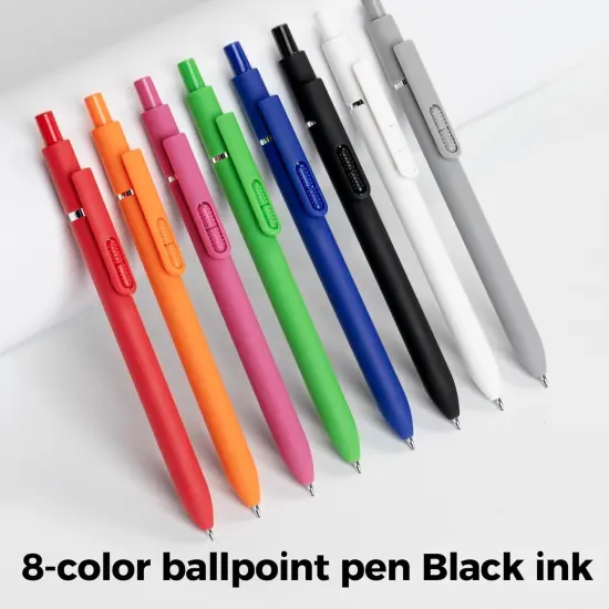1.0mm 8Pcs Ballpoint Pens, Medium Tip Black Ink, Smooth Writing for Journaling, Note-Taking & Office Use, No Bleed, No Smudge, Comfort Grip Retractable Ballpoint Pens {2}