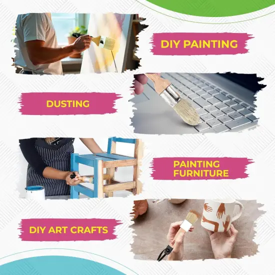 Chalk Wax Paint Brush 4PCs Set Including 3 Small for Furniture Painting and 1 Large Bristle Paint Brushes Set Compatible with Annie Sloan Paint, Fusion Mineral Paint {4}