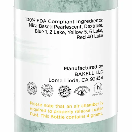Bakell - Silver Sage Luster Dust (4g, 1x Pump) Edible Vegan Dust & Paint for Decorating Desserts and Beverages {4}