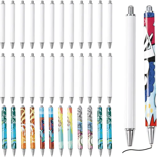 45 Pack Sublimation Pens Blank With Shrink Wrap, No Clip Heat Transfer Sublimation Ballpoint Pen, White Aluminum Personalized Customized Sublimation Pen for DIY Office School Stationery Supplies {1}
