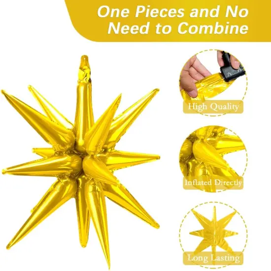Gold Star Balloons 8 Pcs Different Sizes Metallic Foil Arch Glitter Party Decorations for Bachelorette Wedding {3}