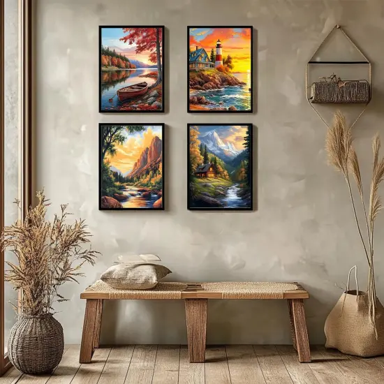 4 Pack Paint by Numbers Kit for Adults Landscape, Paint by Number Landscape, Paint by Numbers Kit for Adults Beginner for Gift and Home Wall Decor 12x16 Inch {2}