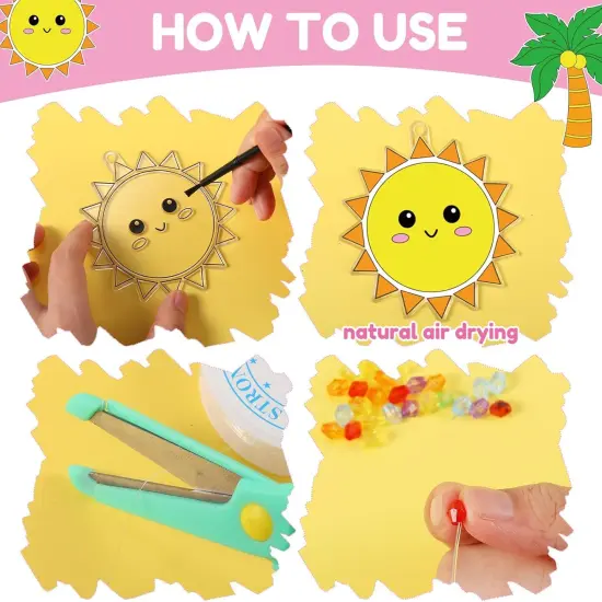 30 Set Summer Window Art Suncatchers Kits Summer Beach Fruit DIY Suncatchers Craft Kits Make Your Own Paint Ornaments for Boys Girls Craft Painting Art Activity {3}
