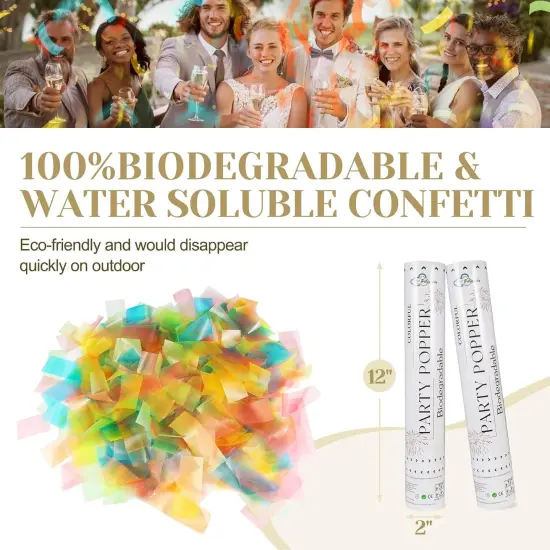 Biodegradable Confetti Cannon,6Pack Biodegradable Mulitcolor Confetti Poppers Party Shooters,12inch Party Poppers For Lawns Wedding,Birthday,Celebrations,Photo Shoots and New Years. {3}