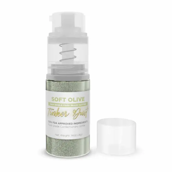 Bakell - Soft Olive Tinker Dust Edible Glitter (4g, 1x Spray Pump) for Food, Desserts, and Beverages! {6}