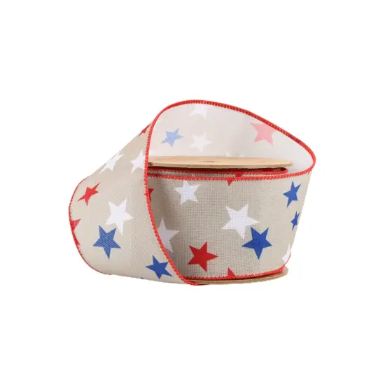 LaRibbons 2 1/2" Wired Ribbon | Red/White/Blue Stars | 10 Yard Roll {8}