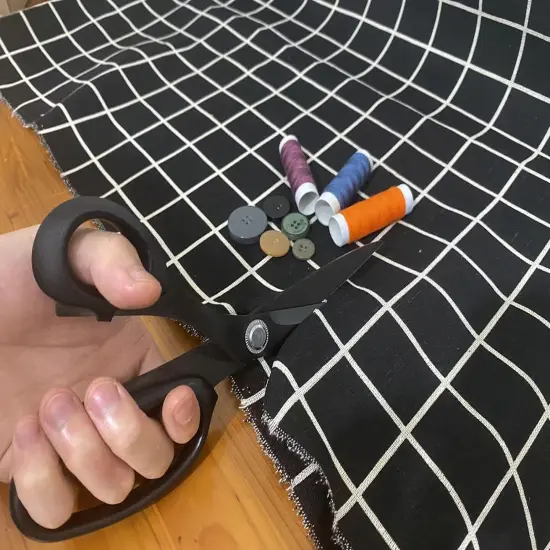 Left-Handed Scissors for Adults, 8 Inch Titanium Coating with Stainless Steel Blade, for Dressmaking, Leather Professional Sewing Fabric, Crafting and Home General Use, Black {3}