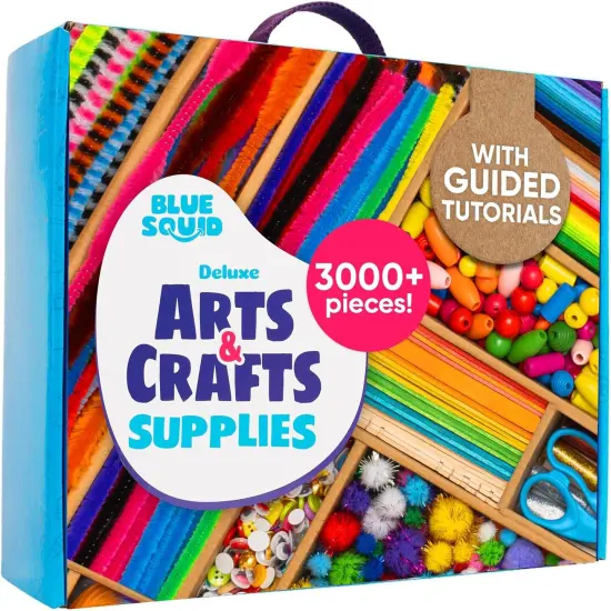 Arts & Crafts Summer Chest - 3000+ pcs Deluxe Craft Supplies Box, 2 Drawers, 18 Compartments, Sturdy Handle - Art Crafting Kit Easter Gifts for Kids, School Supply for Ages 4 5 6 7 8 9 10 11 12 {1}