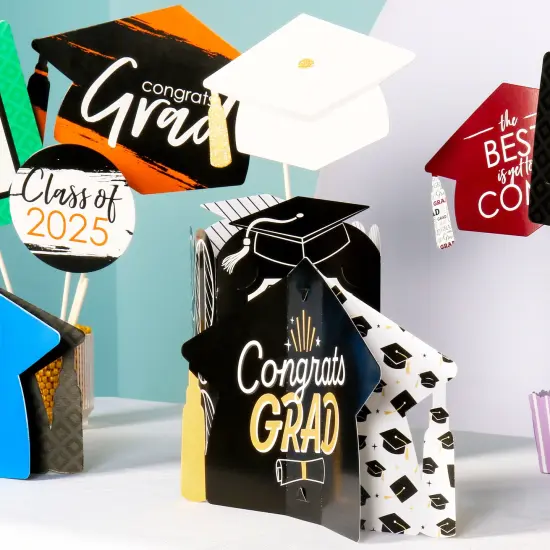 Big Dot of Happiness Orange 2025 Graduation Party Centerpiece Sticks - Table Toppers - Set of 15 {4}