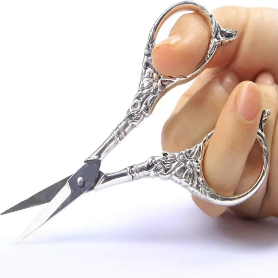 Vintage European Style Scissors Stainless Steel for Cross Stitch Cutting Embroidery Sewing Handcraft Craft Art Work DIY Tool(Silver) {3}