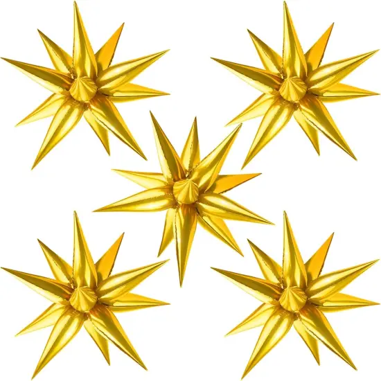 60 PCS Gold Star Balloons, 12 Point Spike Explosion Star Foil Balloons for Birthday, Wedding, Graduation Decorations Anniversary Backdrop (Gold) {1}