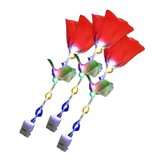 Light Up Roses 3 Function LED Fabric Rose with Plastic Stem {5}