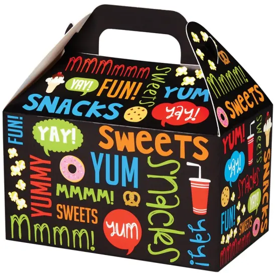 Pack/6: Snack Attack Party Favor Gable Box - 6 x 3-3/4 x 3-1/2" {1}