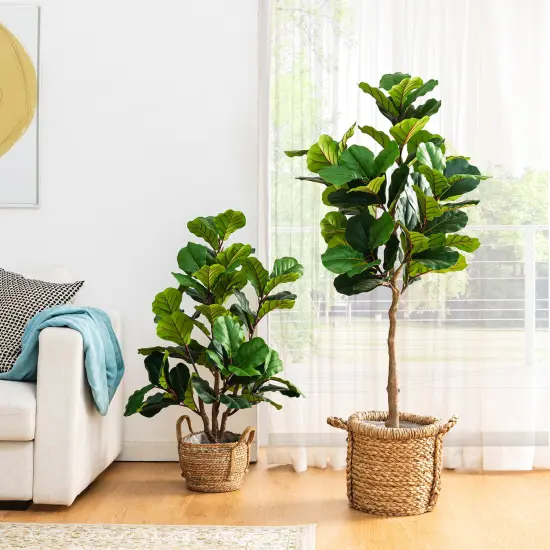 Set of 2 3.5ft & 5ft Faux Fiddle Leaf Fig Trees {2}