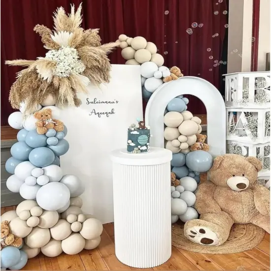 Dusty Blue Balloon Garland Kit&ndash;Double-Stuffed Dusty Blue, Pastel Blue, Sand White Balloons for Baby Showers, Weddings, and Birthday Party Decorations {4}