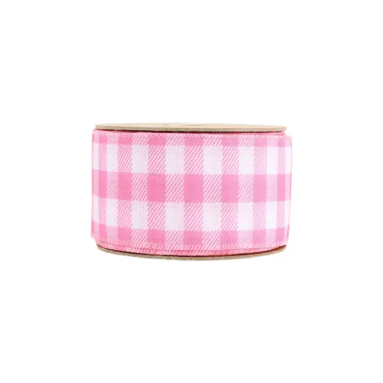 2 1/2" Wired Ribbon | White/Spring Gingham | 10 Yard Roll | 4 Color Options Lavender {5}