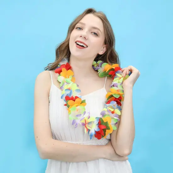 4 pcs Thickened Summer Hawaiian Leis, Perfect Luau Party Supplies for Summer Beach Vacations, Essential Party Decorations (4, 4 Color) {3}