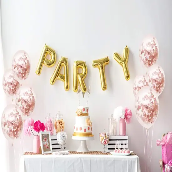 Rose Gold Confetti Latex Balloons, 50pcs 12 Inch Party Balloons {5}