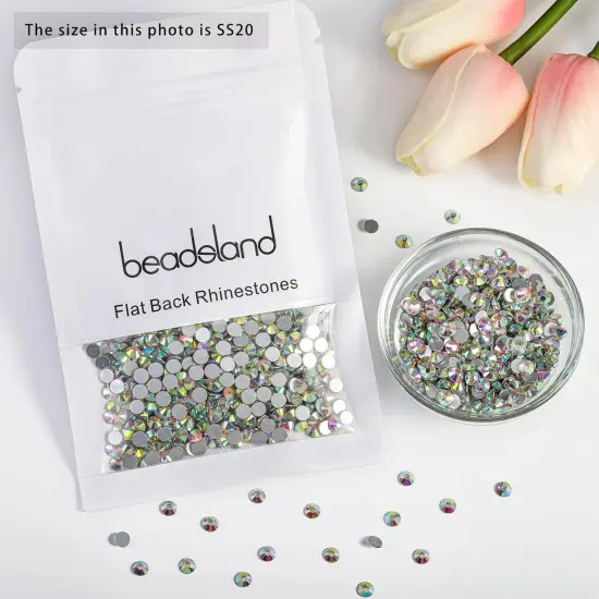 Flat Back Crystal Rhinestones Round Gems for Nail Art and Craft Glue Fix, CrystalAB (4.6-4.8mm) SS20/1440pcs {3}