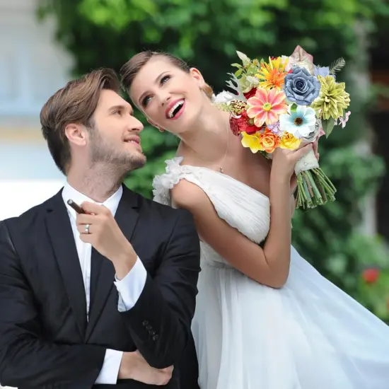 Fake Artificial Summer Bouquets Flowers Combo, Faux Silk Colorful Flowers {4}